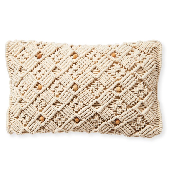 SERENA & LILY Tofino Macrame Boho Pillow Cover 12”x21” - Picture 1 of 6